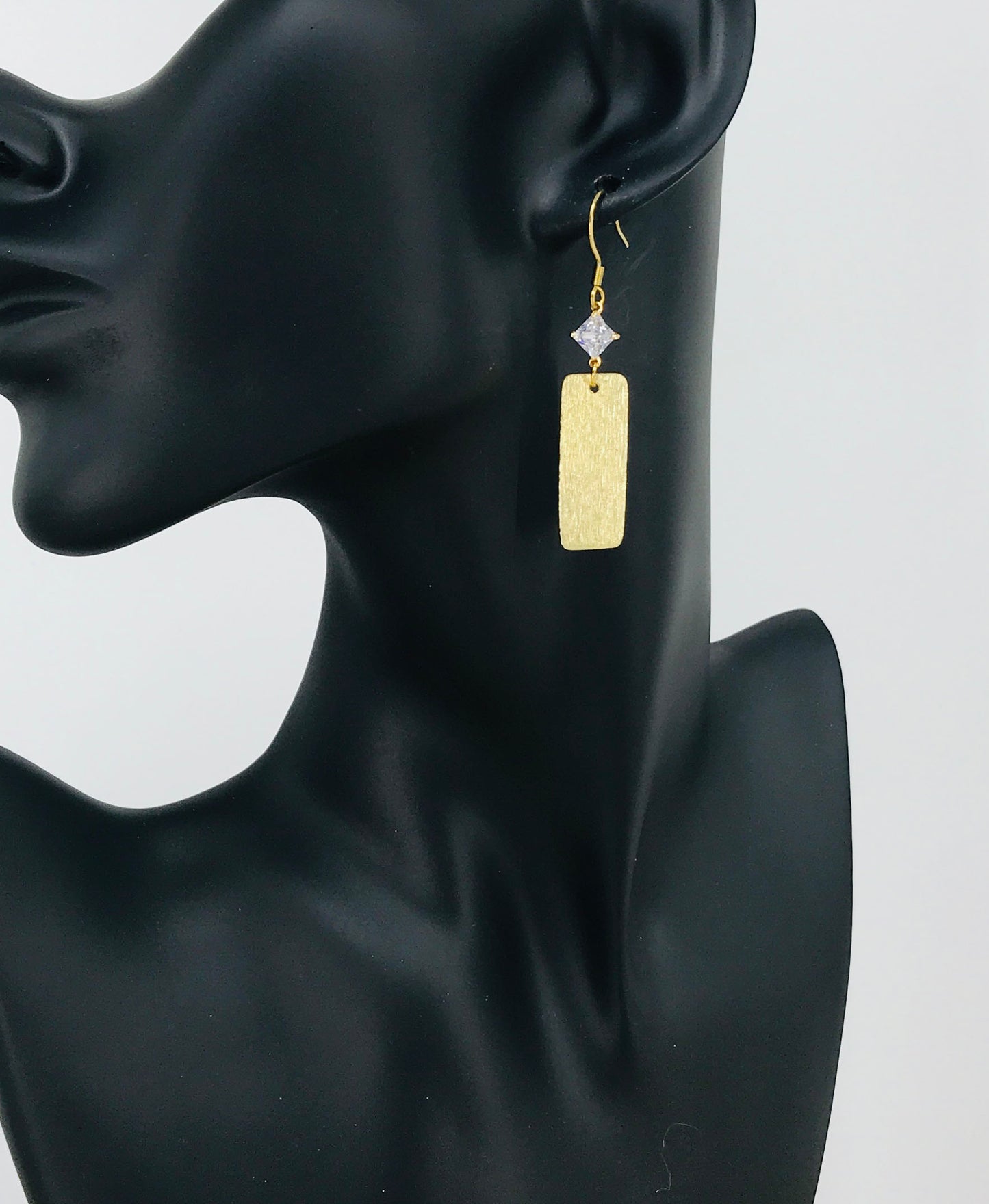 Golden Spark CZ Bar Drop Earrings