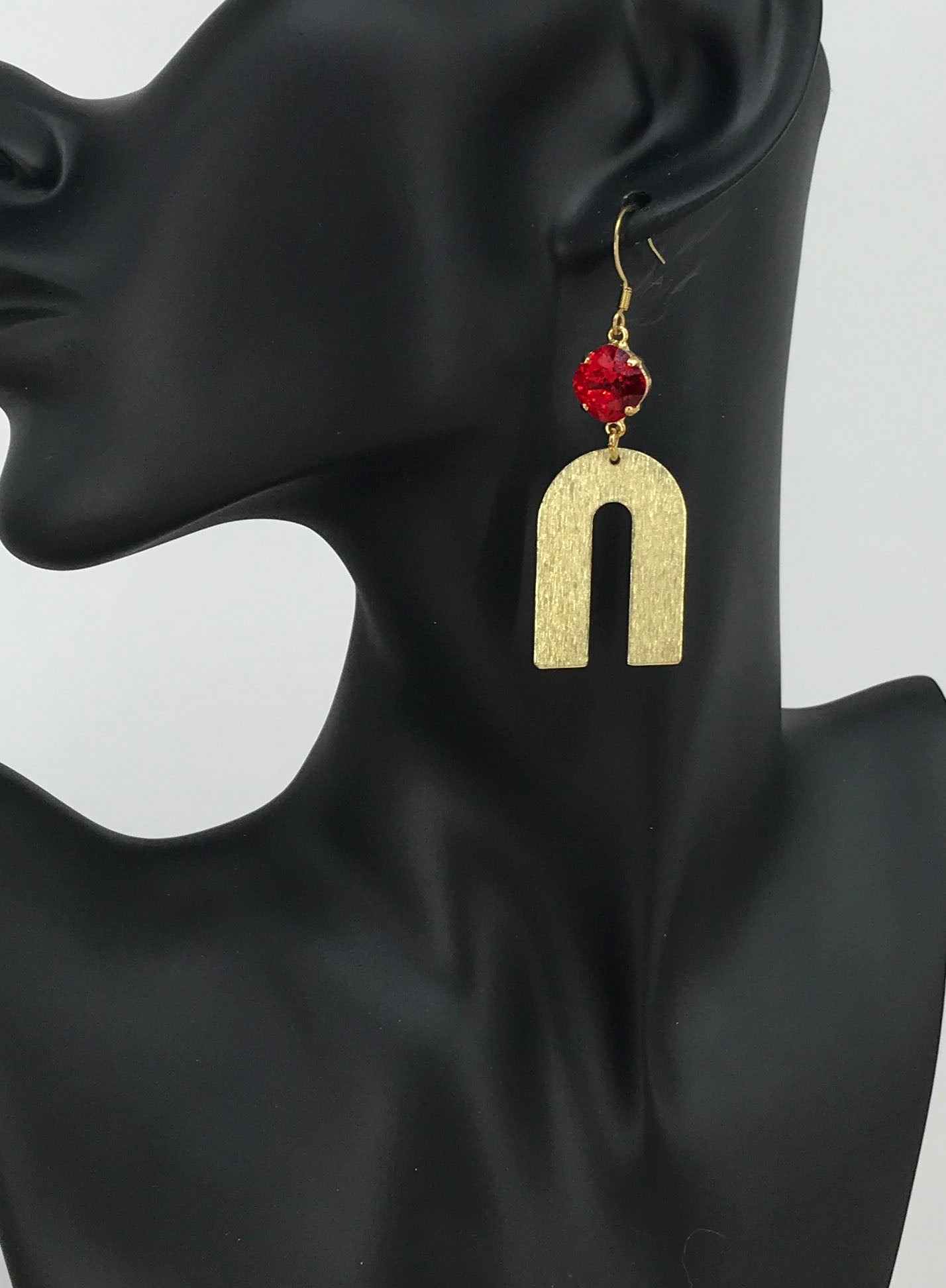 Genuine Crystal & Brushed Gold Pendant Earrings - E19-4588