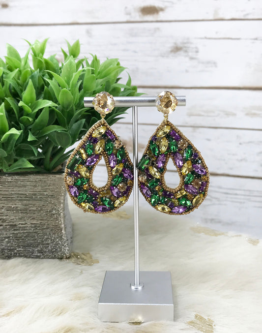 Crystal & Rhinestone Teardrop Earrings - E19-4609