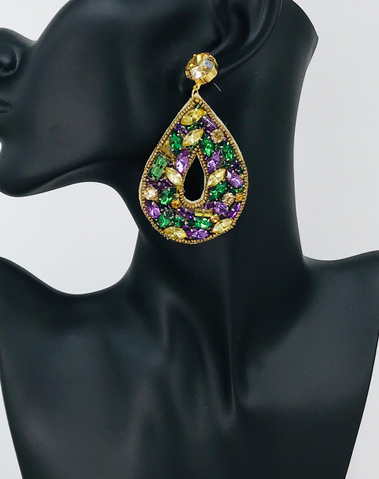Crystal & Rhinestone Teardrop Earrings - E19-4609