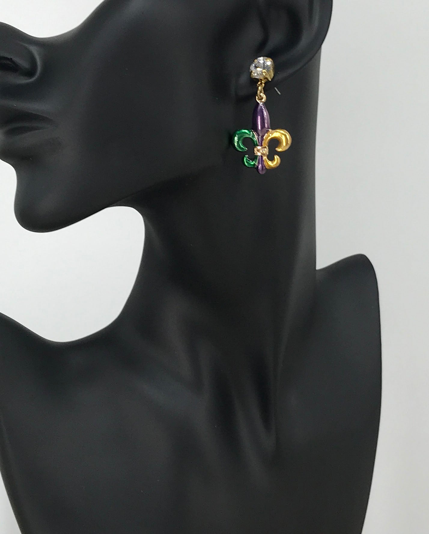 Crystal & Fleur De Lis Earrings - E19-4623
