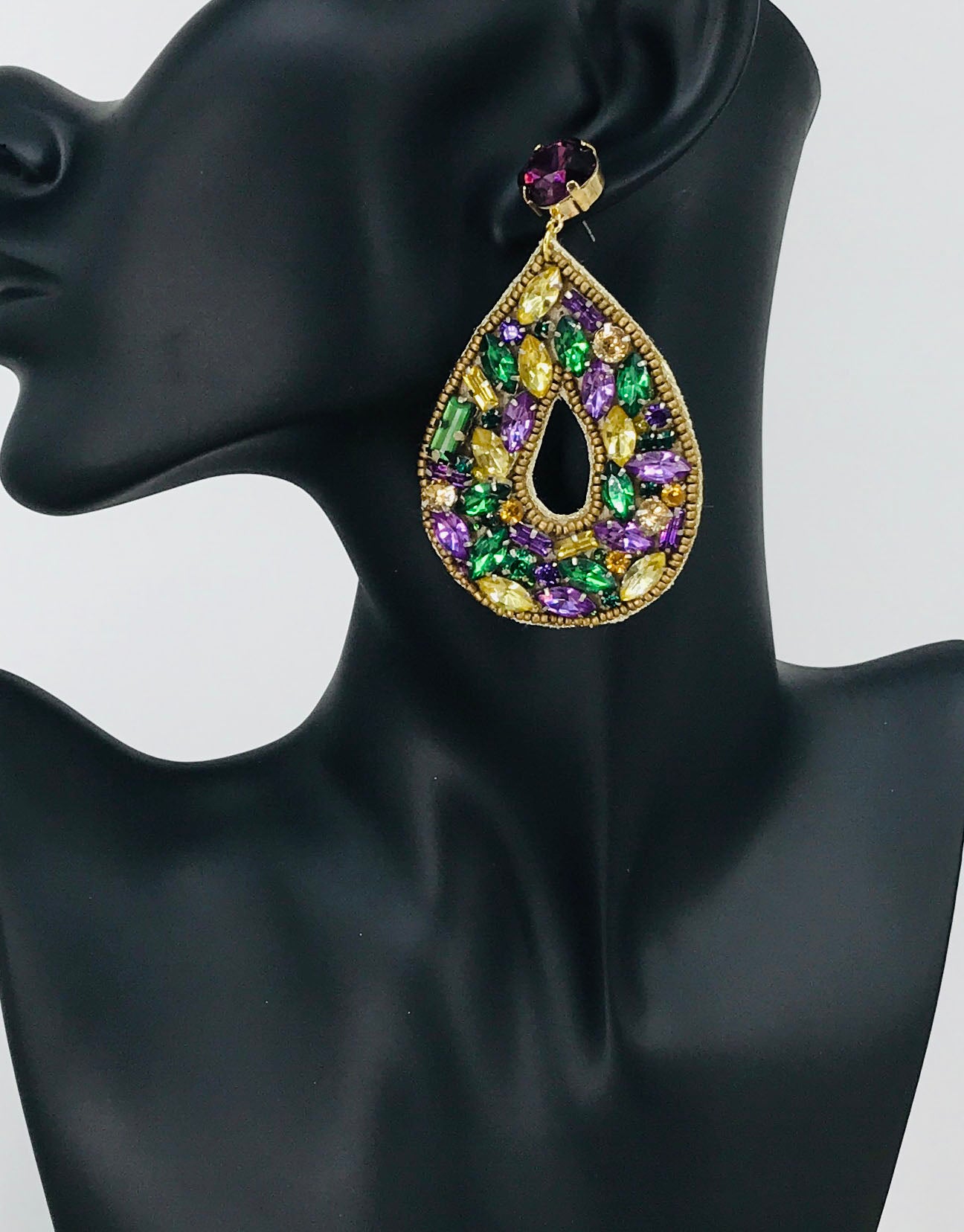 Crystal & Rhinestone Teardrop Earrings - E19-4624
