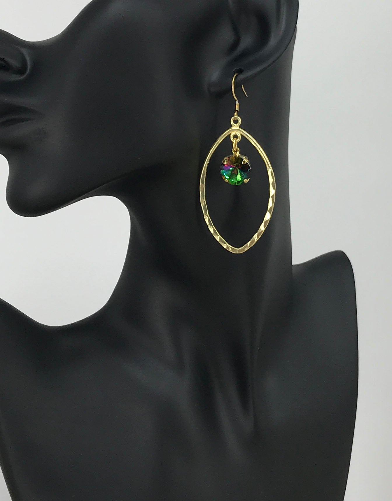 Crystal & Hammered Pendant Earrings - E19-4629
