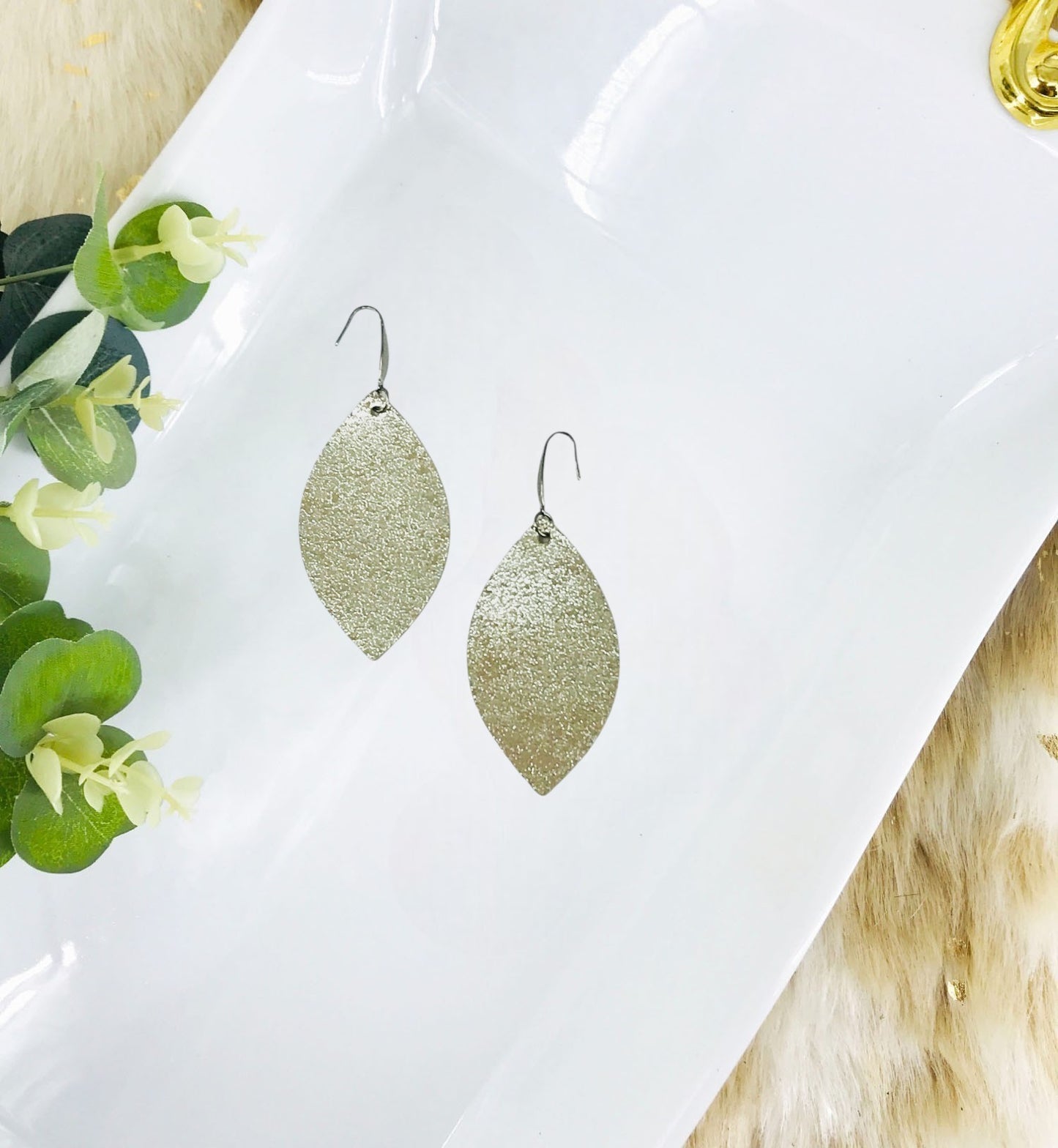Platinum Genuine Leather Earrings - E19-4655