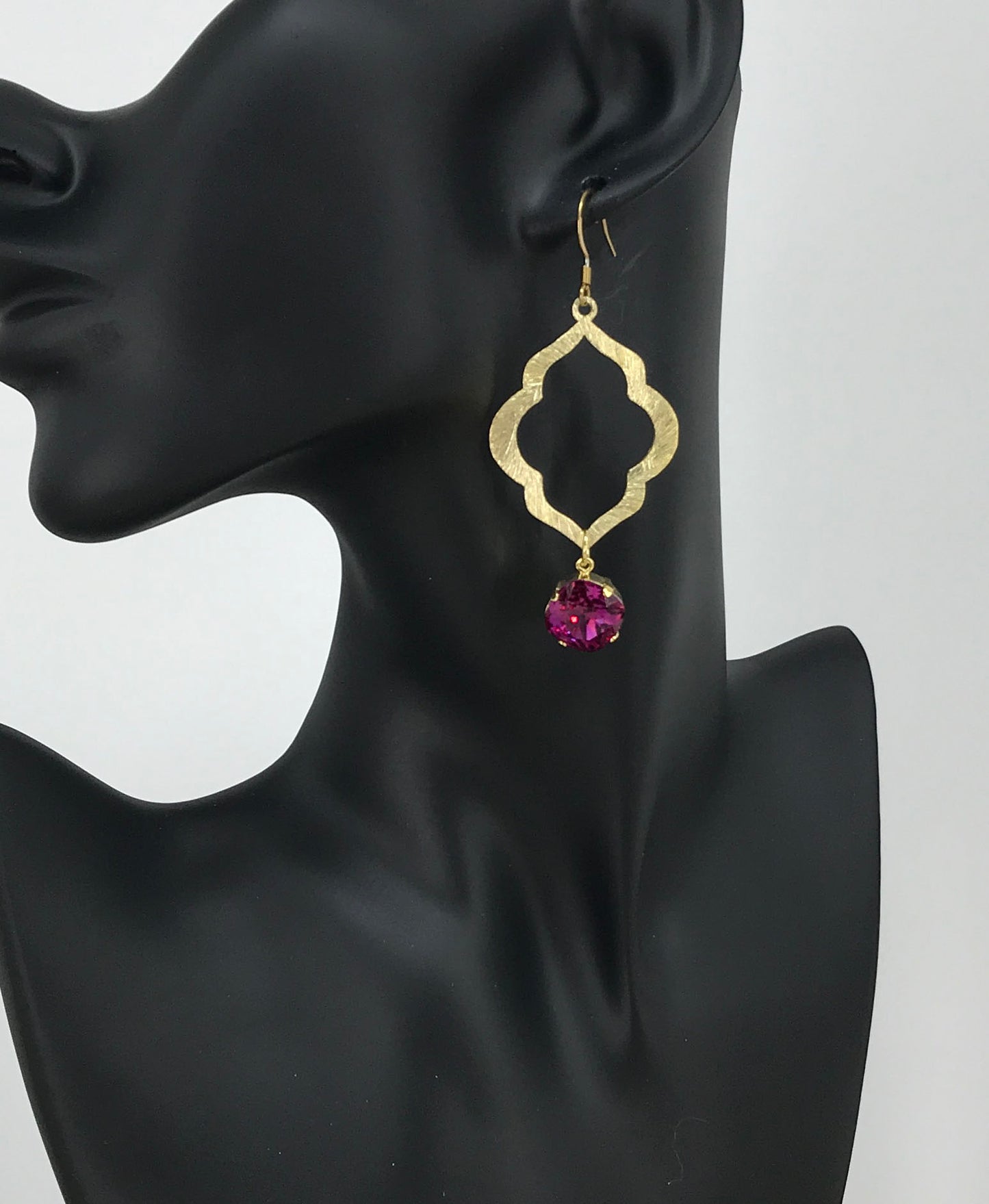 Genuine Crystal & Brushed Gold Marquise Pendant Earrings - E19-4665