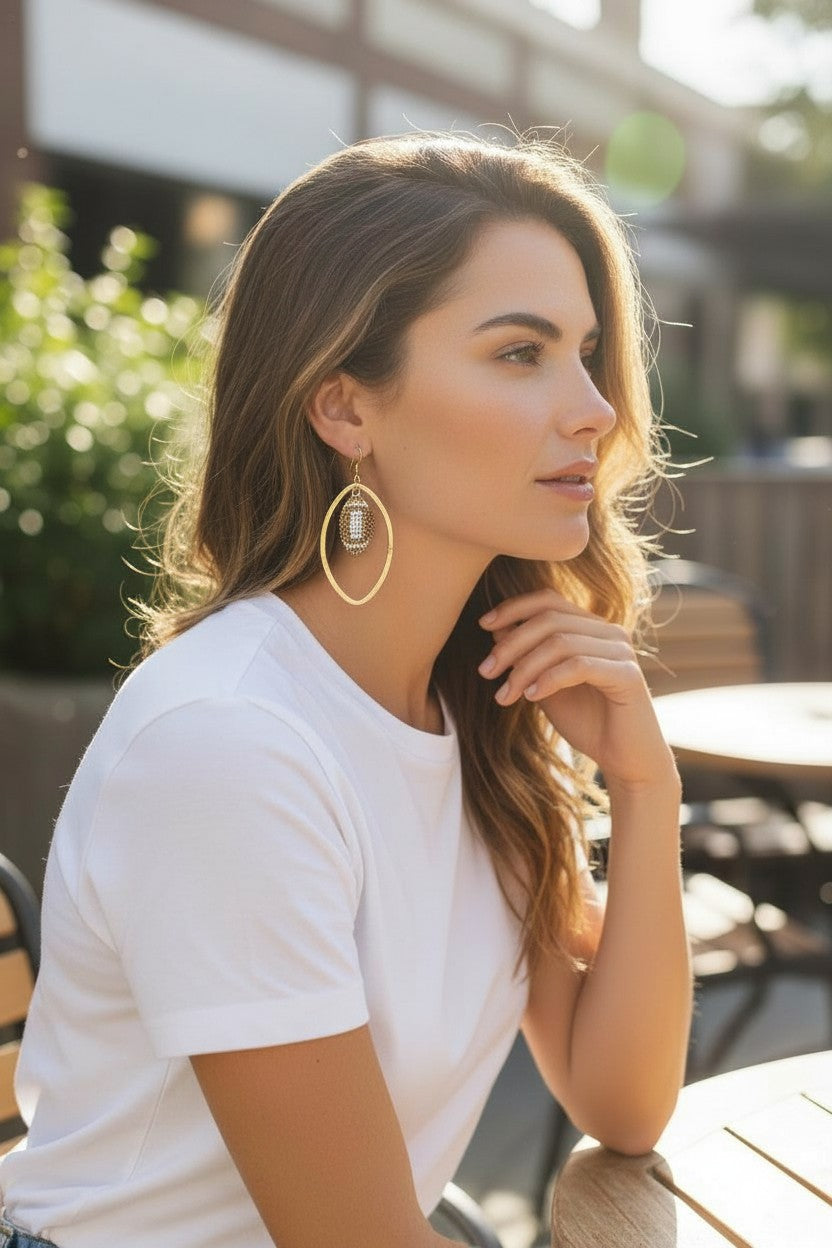 Game Day Glam Football Drop Earrings