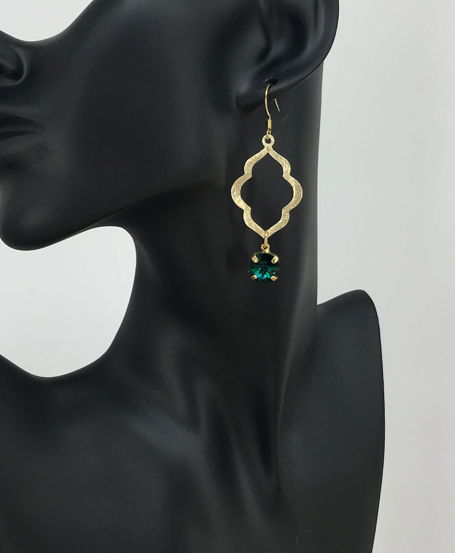 Genuine Crystal & Brushed Gold Pendant Earrings - E19-4733