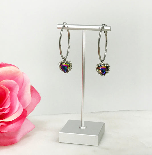 Hoop & Rhinestone Pendant Earrings - E19-4747