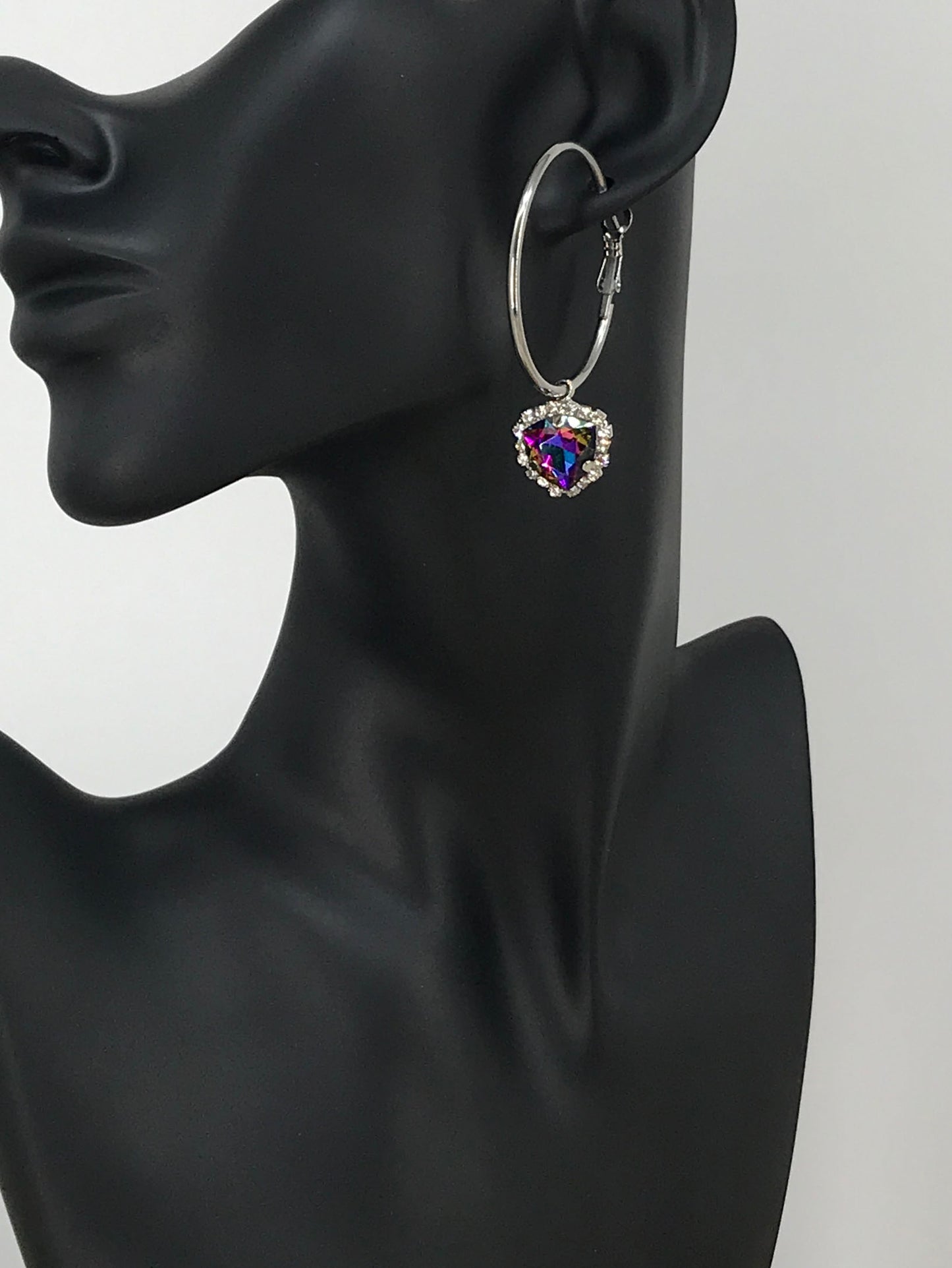 Hoop & Rhinestone Pendant Earrings - E19-4747