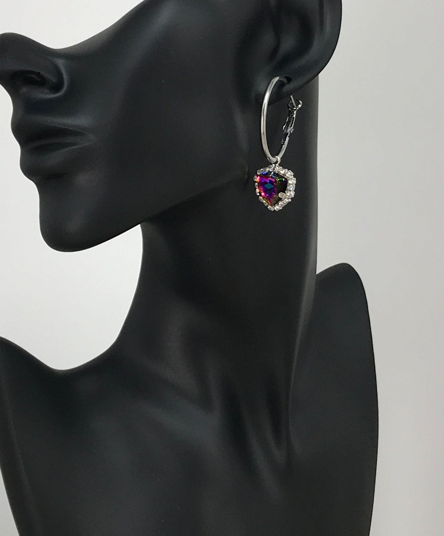 Small Hoop & Rhinestone Pendant Earrings - E19-4749