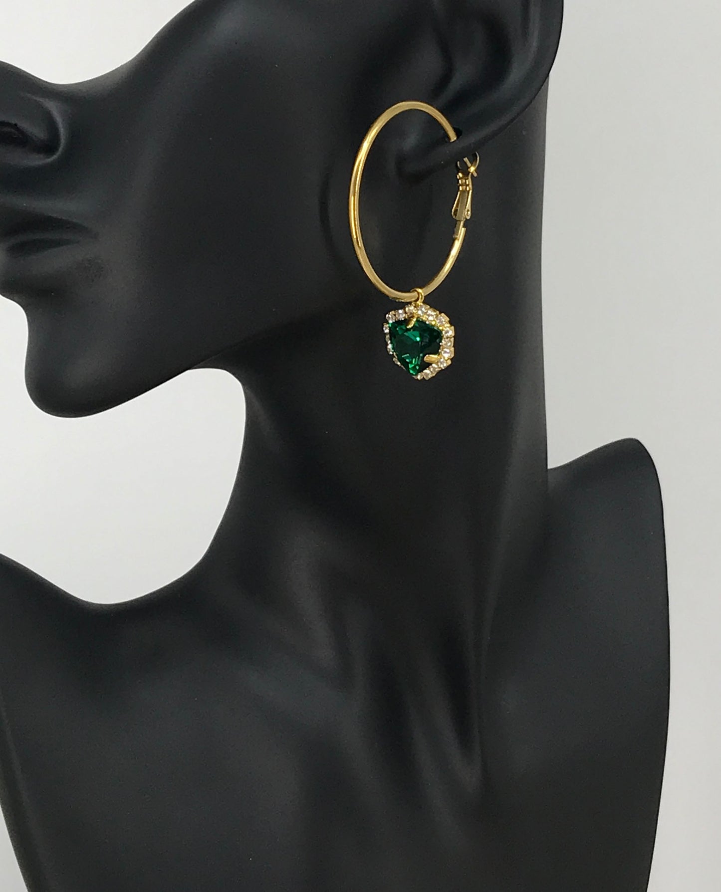 Gold Hoop & Rhinestone Pendant Earrings - E19-4750