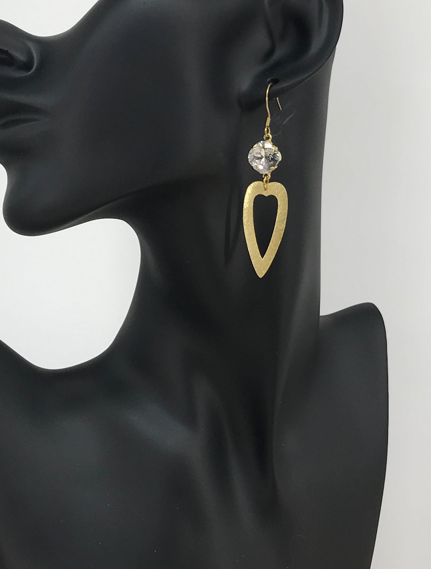 Genuine Crystal & Heart Pendant Earrings - E19-4755