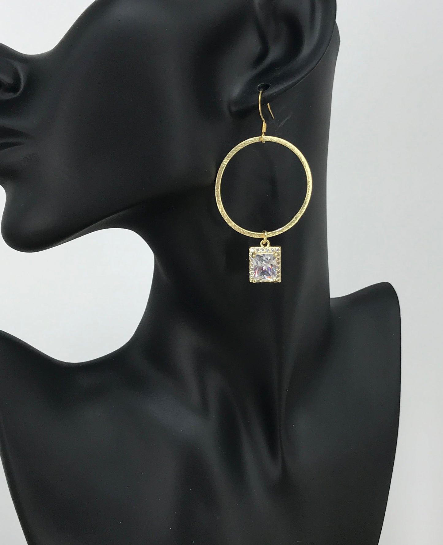 Goold Hoop & CZ Pendant Earrings - E19-4758