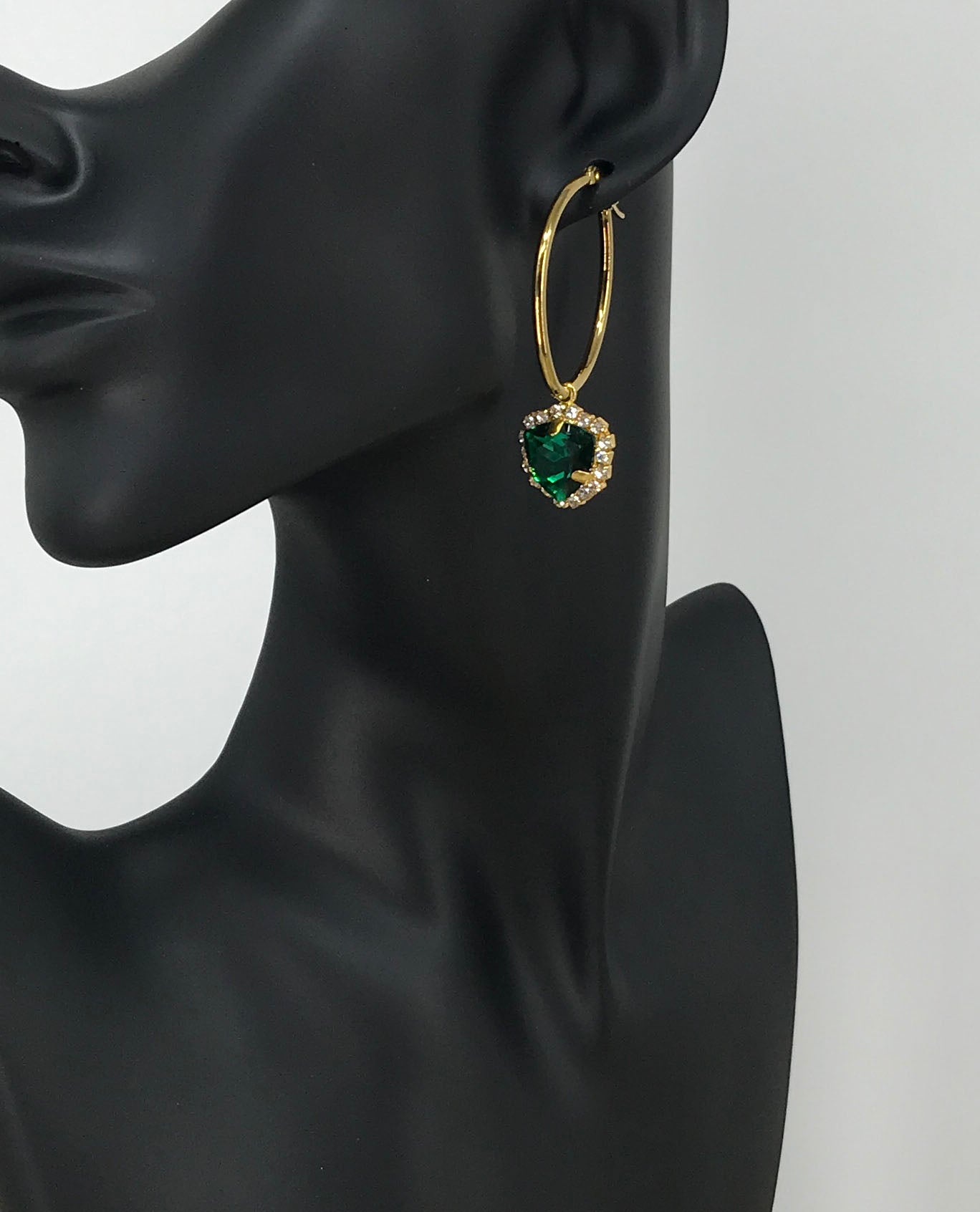 Oval Hoop & Rhinestone Pendant Earrings - E19-4759