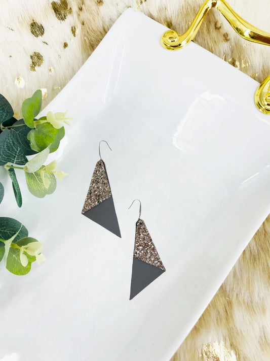 Neutral Gray and Bronze Glitter Earrings - E19-476