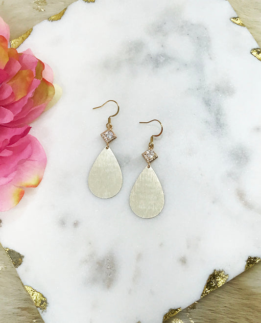 CZ & Teardrop Pendant Earrings - E19-4764