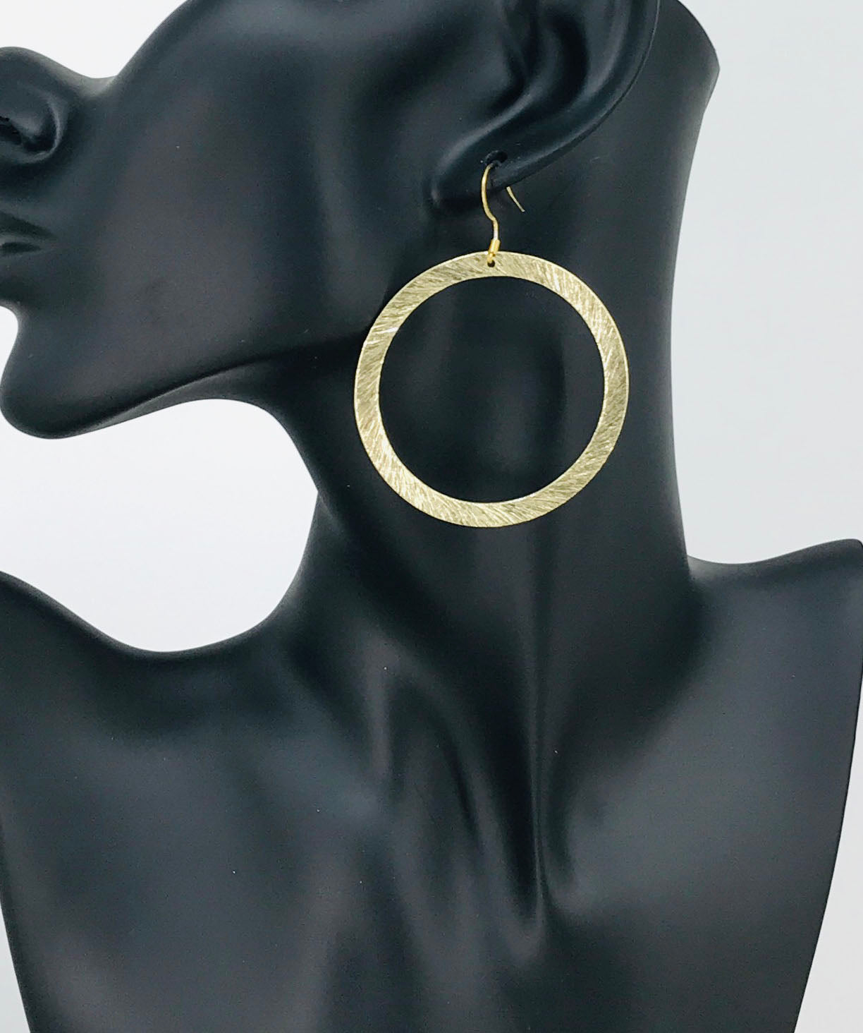 Large Brushed Hoop Pendant Earrings - E19-4769