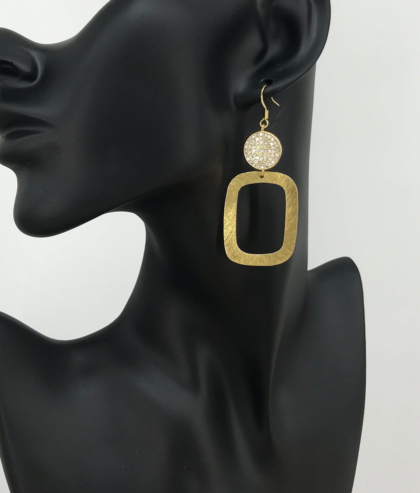 CZ Pave & Square Pendant Earrings