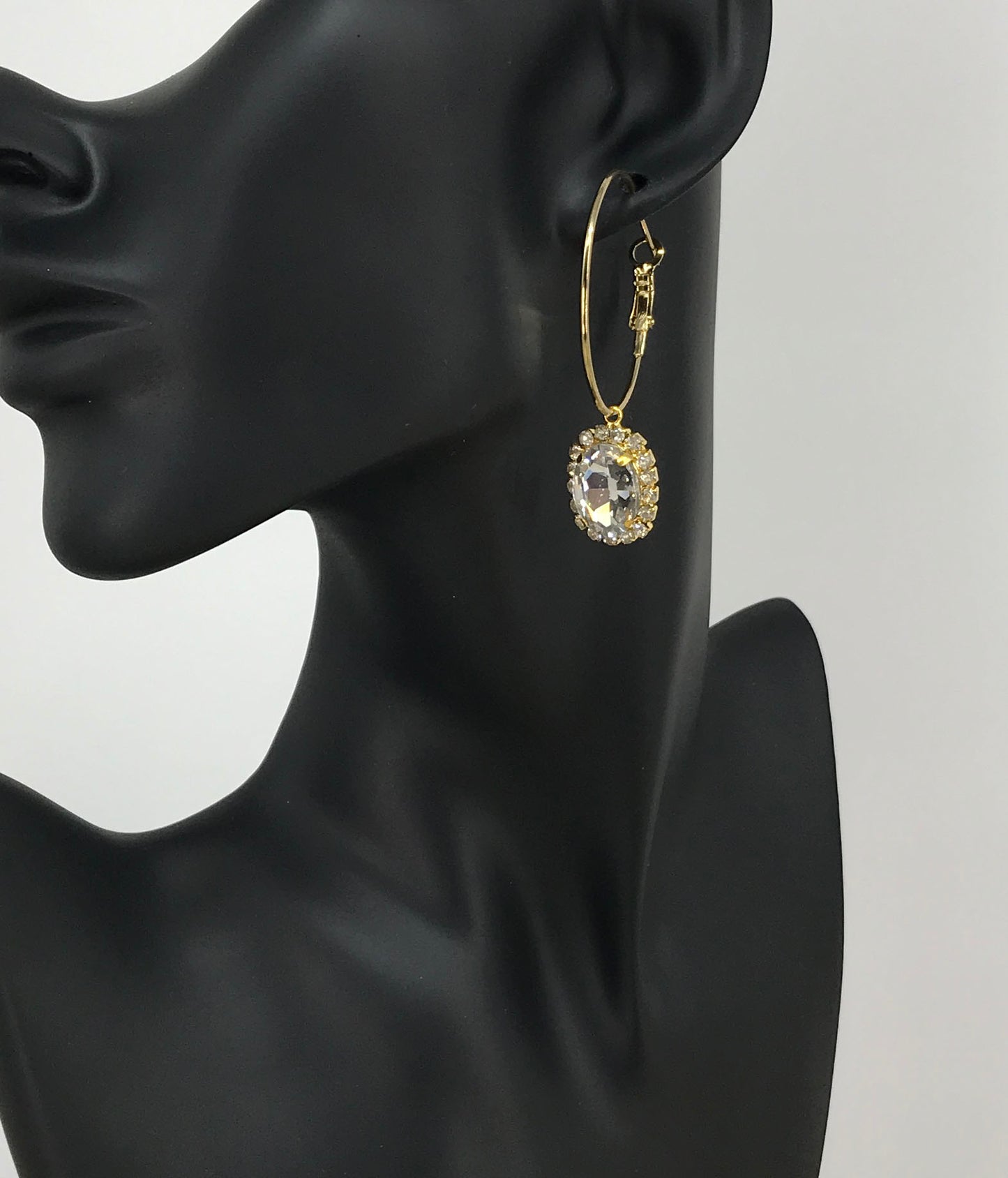 Hoop & Rhinestone Pendant Earrings