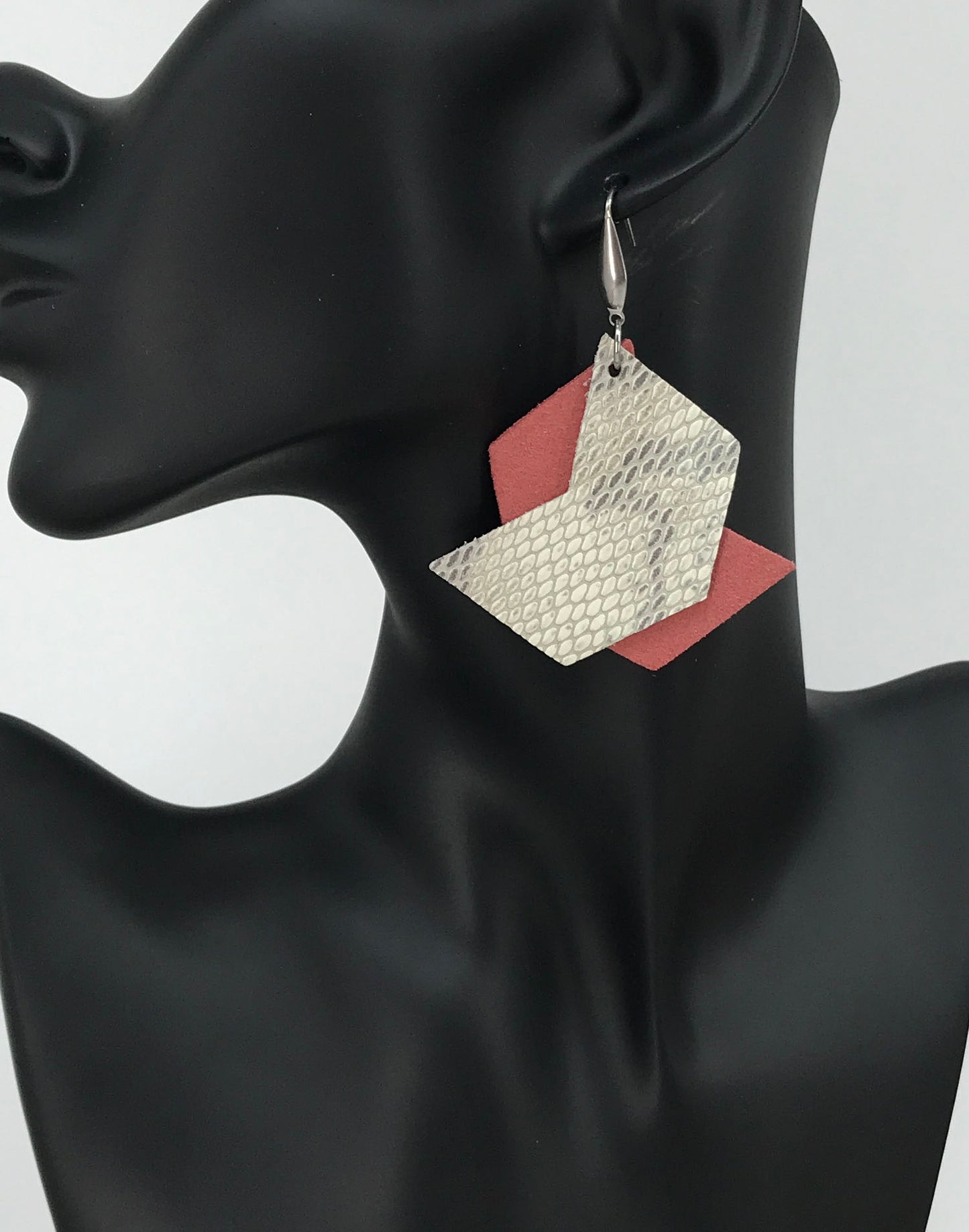 Genuine Leather and Snake Layered Earrings - E19-486