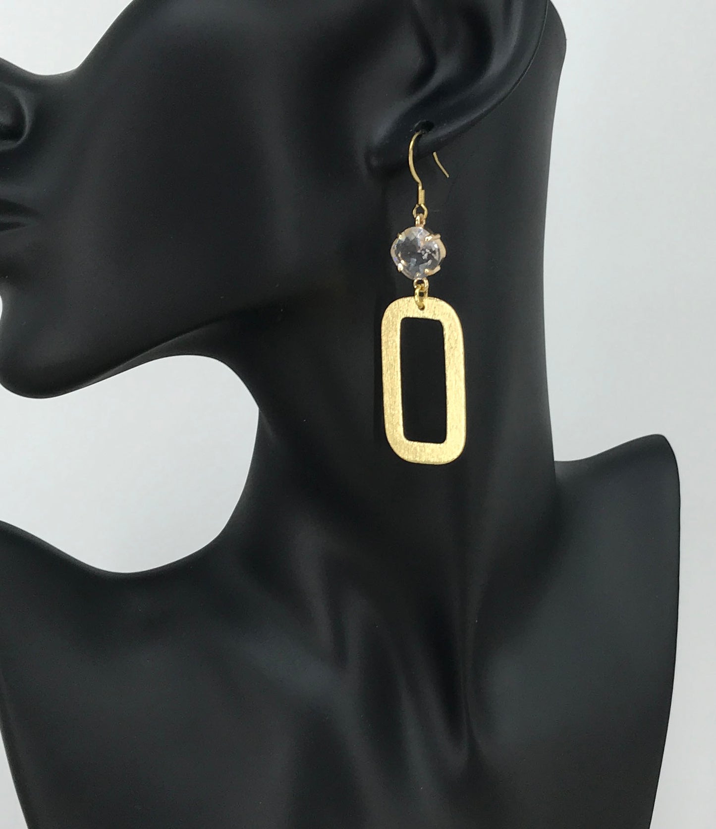 Rhinestone & Square Gold Pendant Earrings - E19-4880