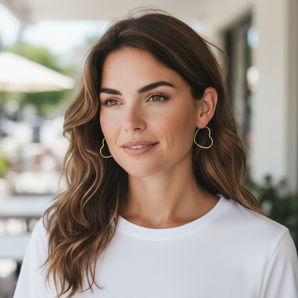 Gold Heart Shape Hoop Earrings