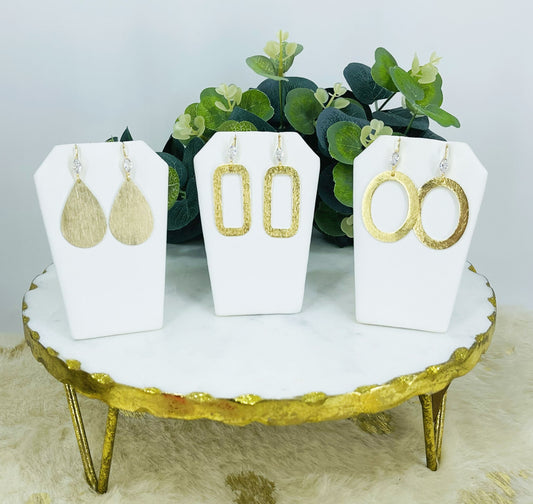 CZ & Brushed Gold Pendant Earrings