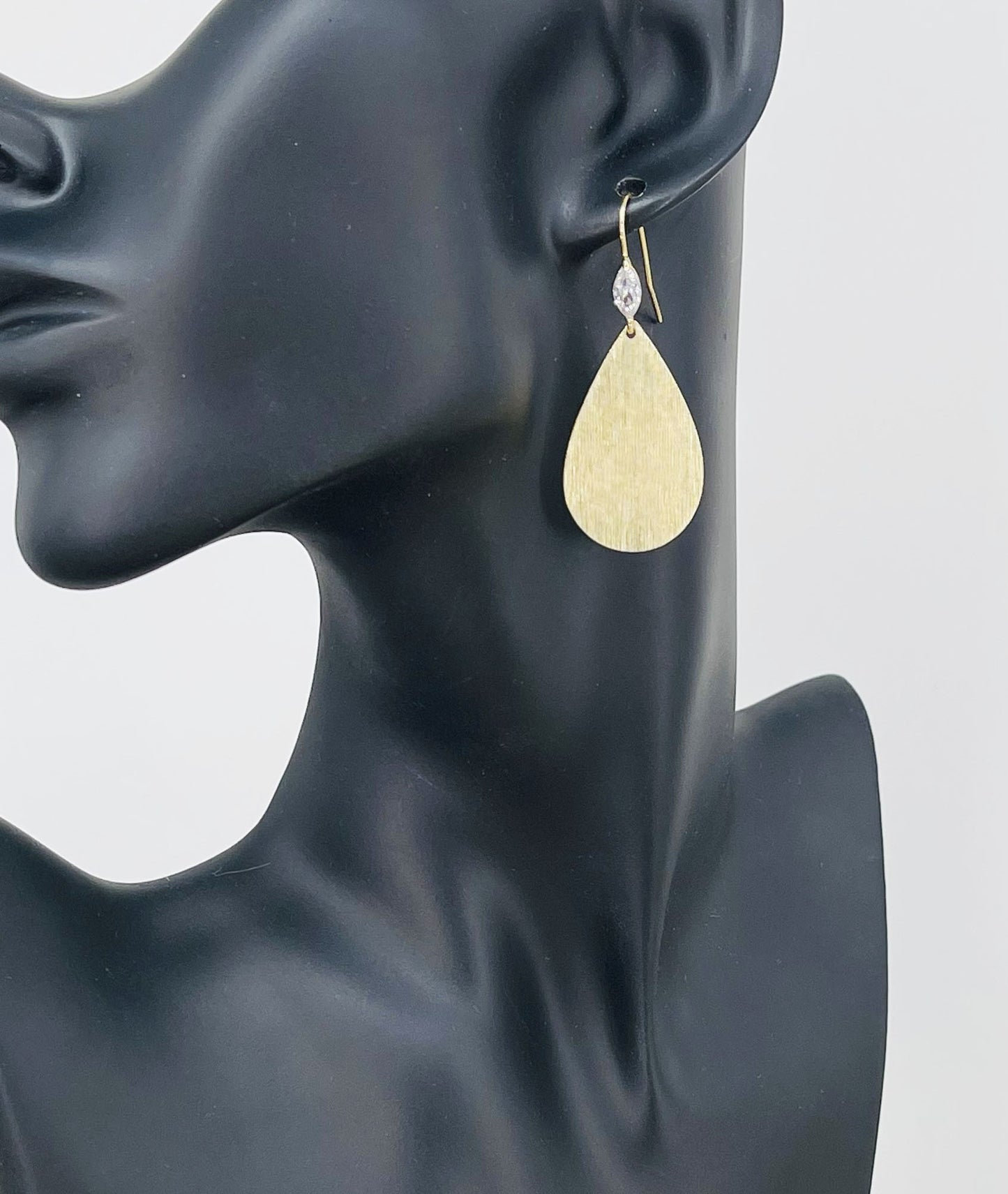 CZ & Brushed Gold Pendant Earrings
