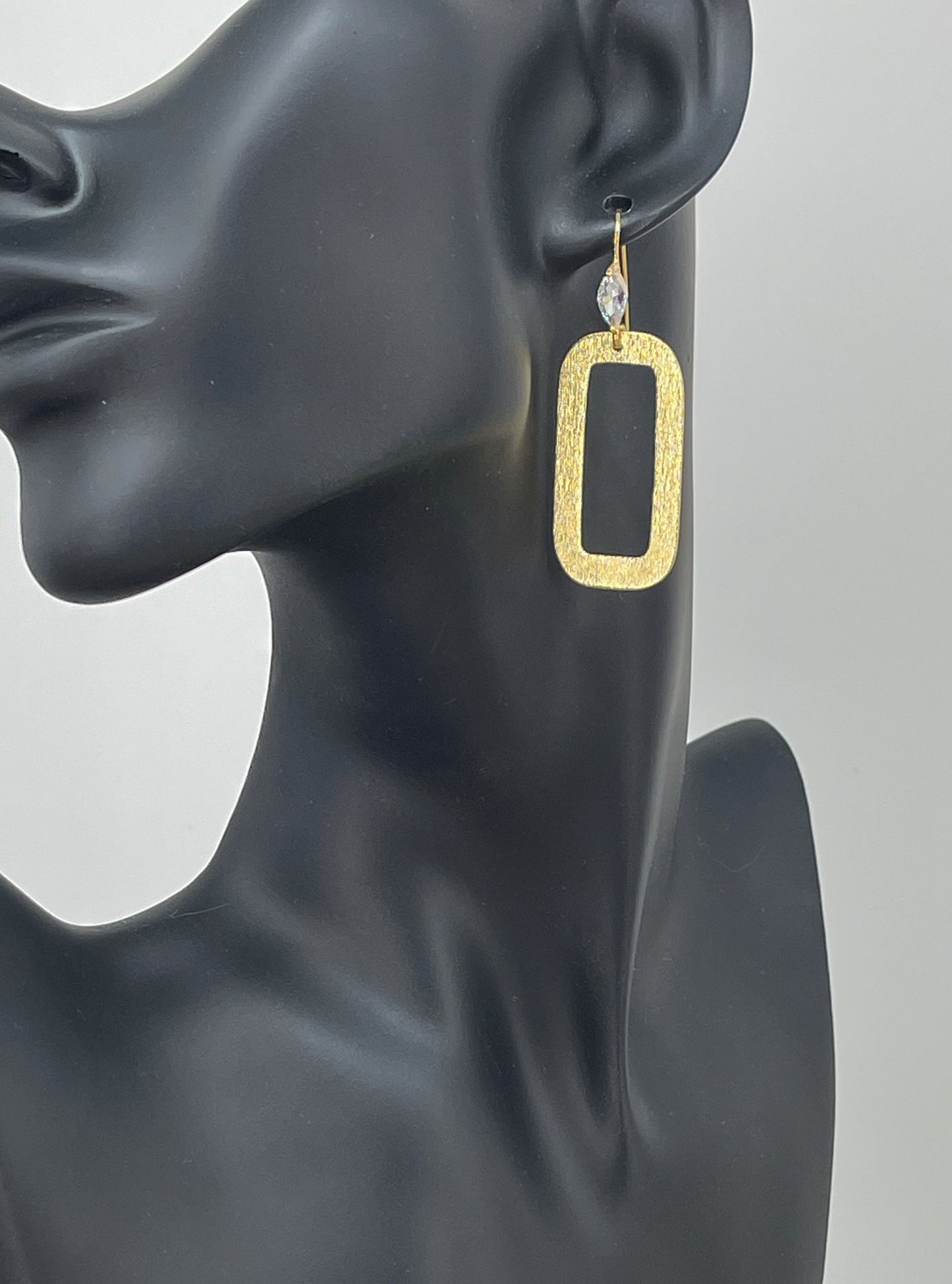 CZ & Brushed Gold Pendant Earrings