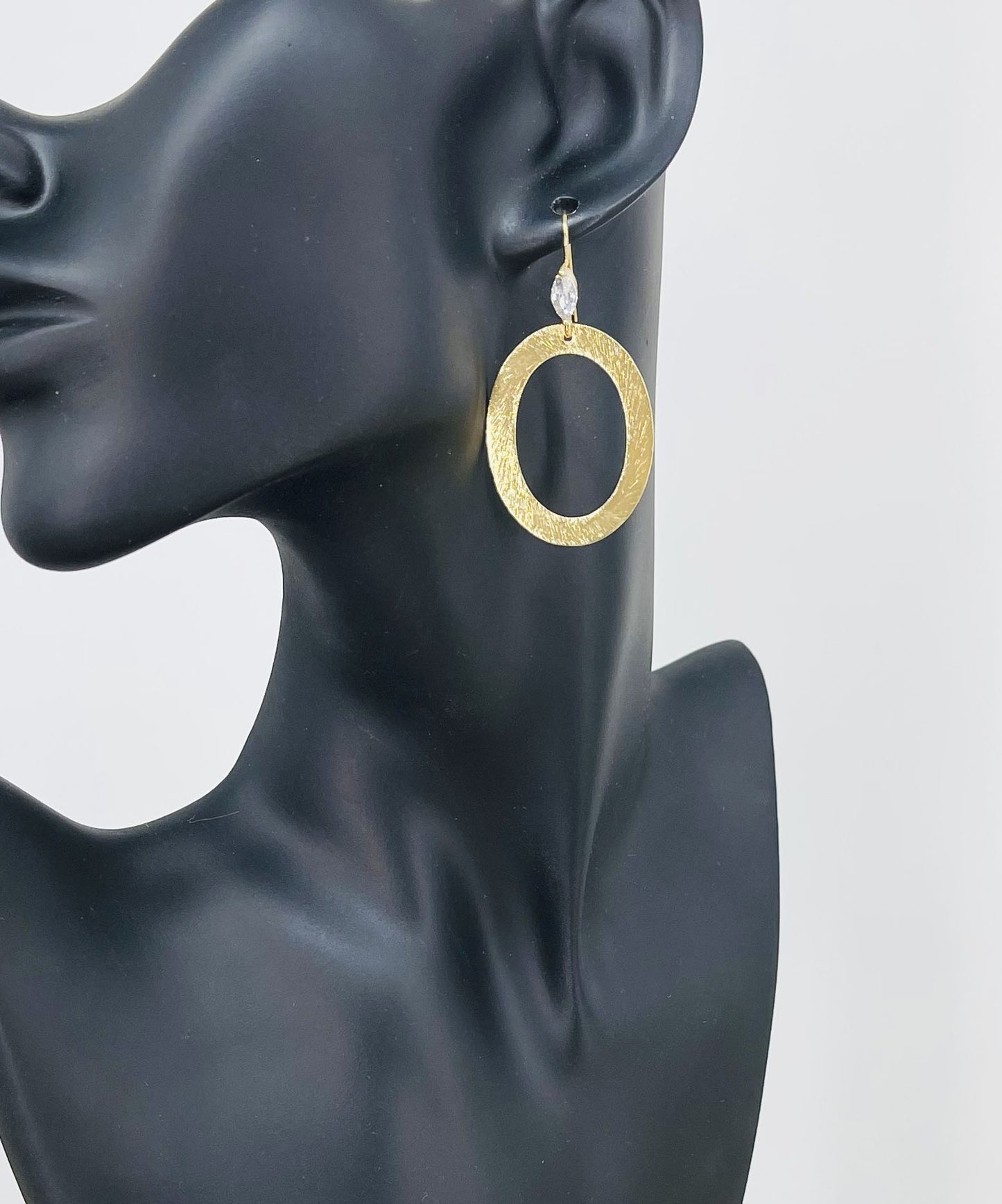 CZ & Brushed Gold Pendant Earrings