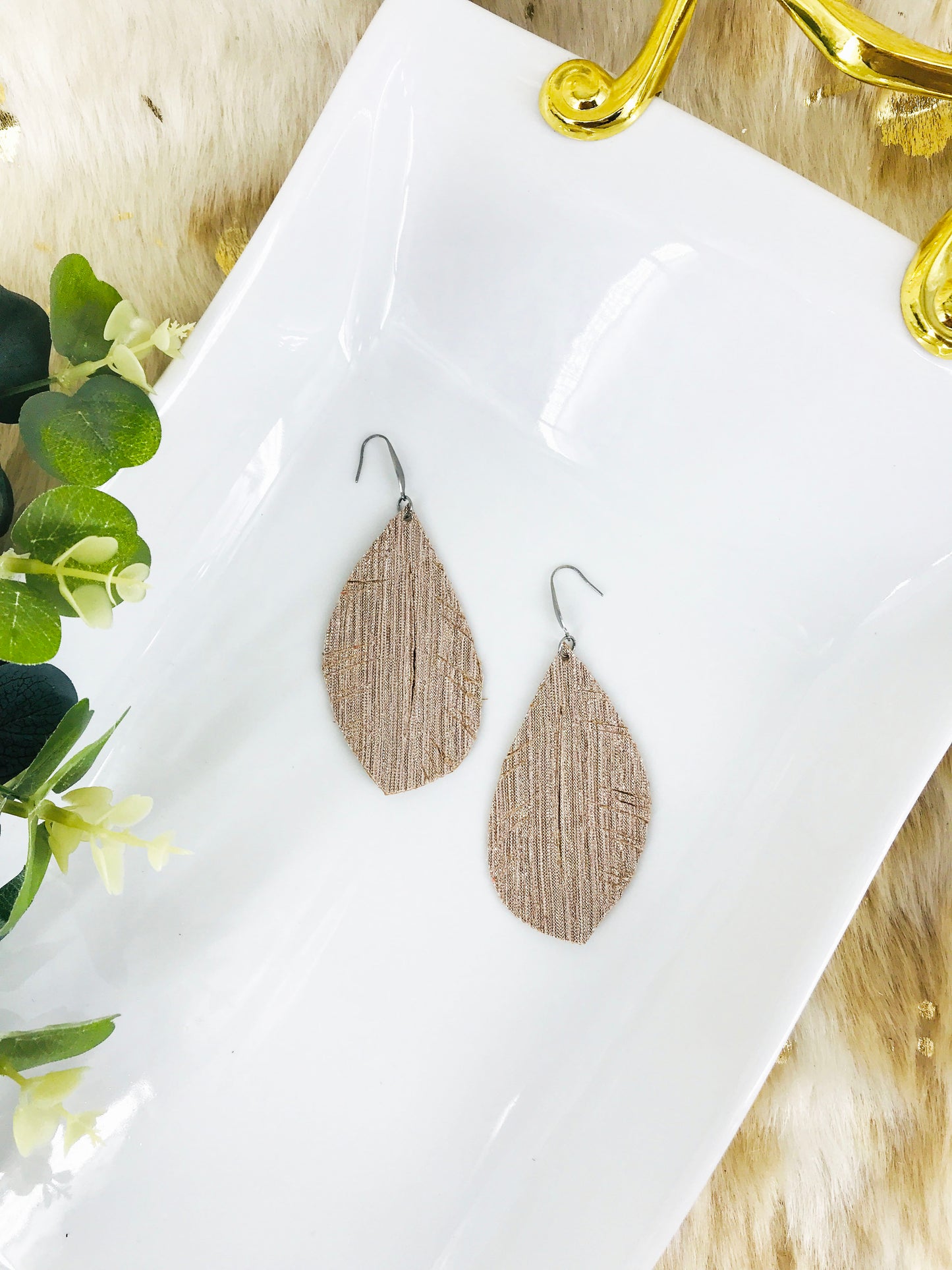 Pink Metallic Leather Earrings - E19-508