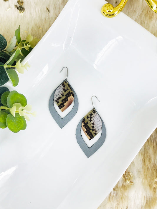 Layered Genuine Leather Earrings - E19-510