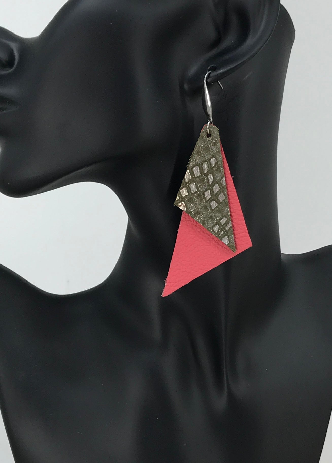 Layered Genuine Leather Earrings - E19-522