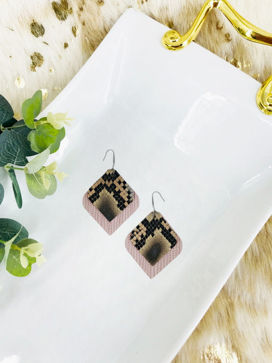 Layered Genuine Leather Earrings - E19-528