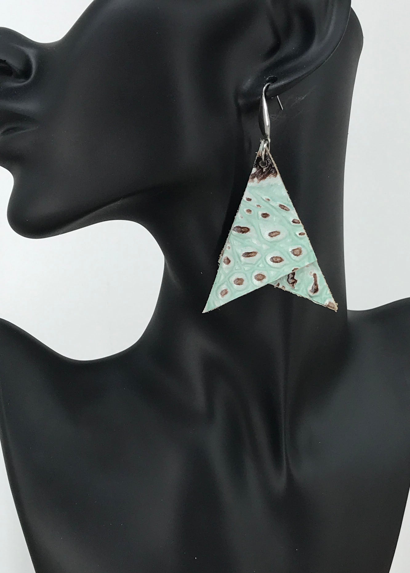 Mint Chocolate Chip Chevron Drop Earrings