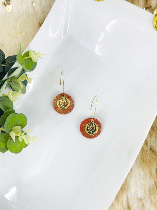 Burnt Orange Snake Skin Leather Earrings - E19-637