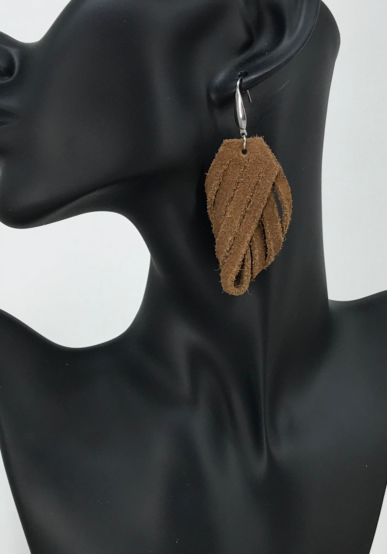 Brown Suede Leather Earrings - E19-683