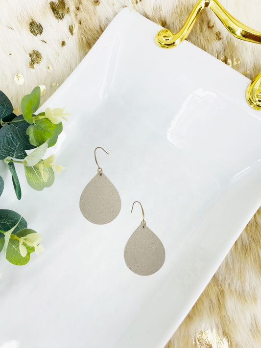 Gold On Beige Metallic Camo Leather Earrings - E19-712
