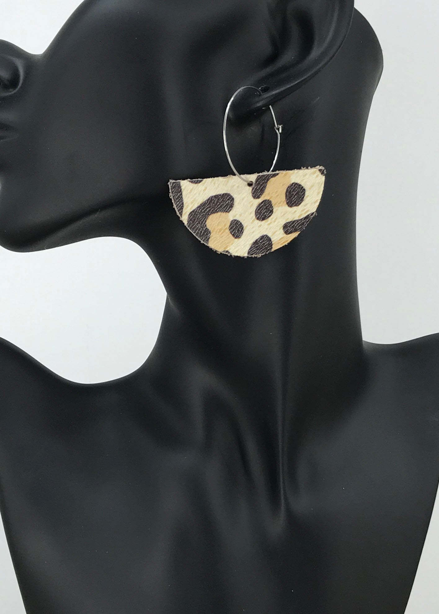 Almond Cheetah Hoop Earrings