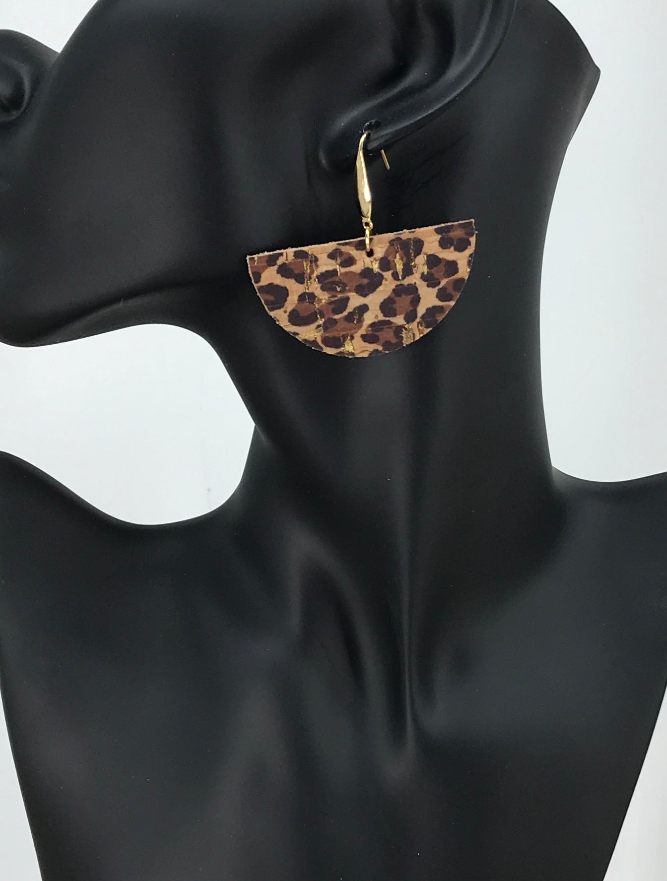 Golden Cheetah Half Moon Earrings