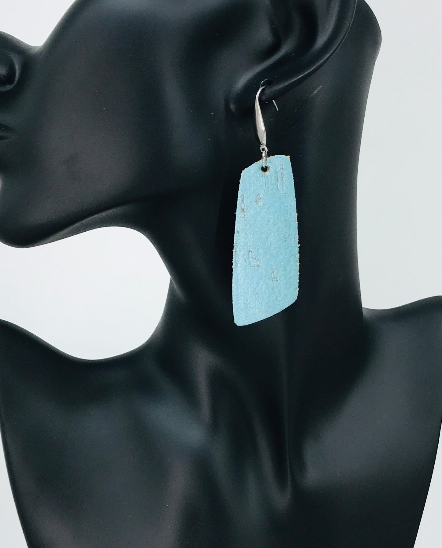 Turquoise Cork Leather Earrings - E19-825