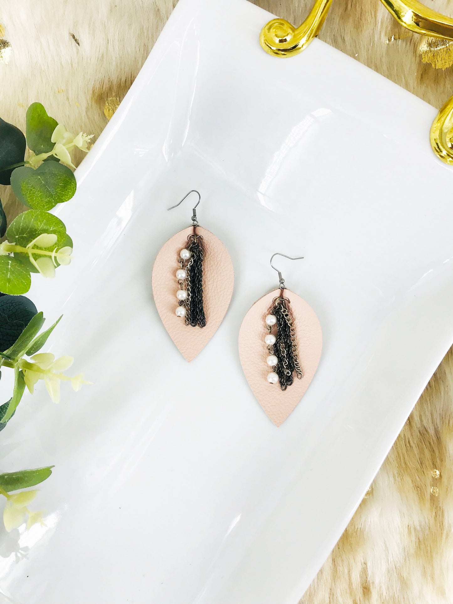 Pink Genuine Leather Earrings - E19-855