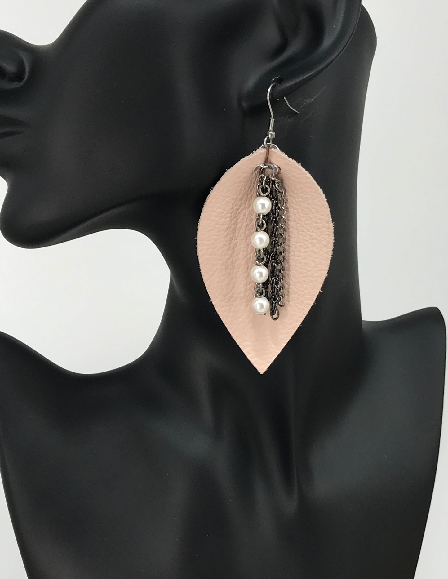 Pink Genuine Leather Earrings - E19-855