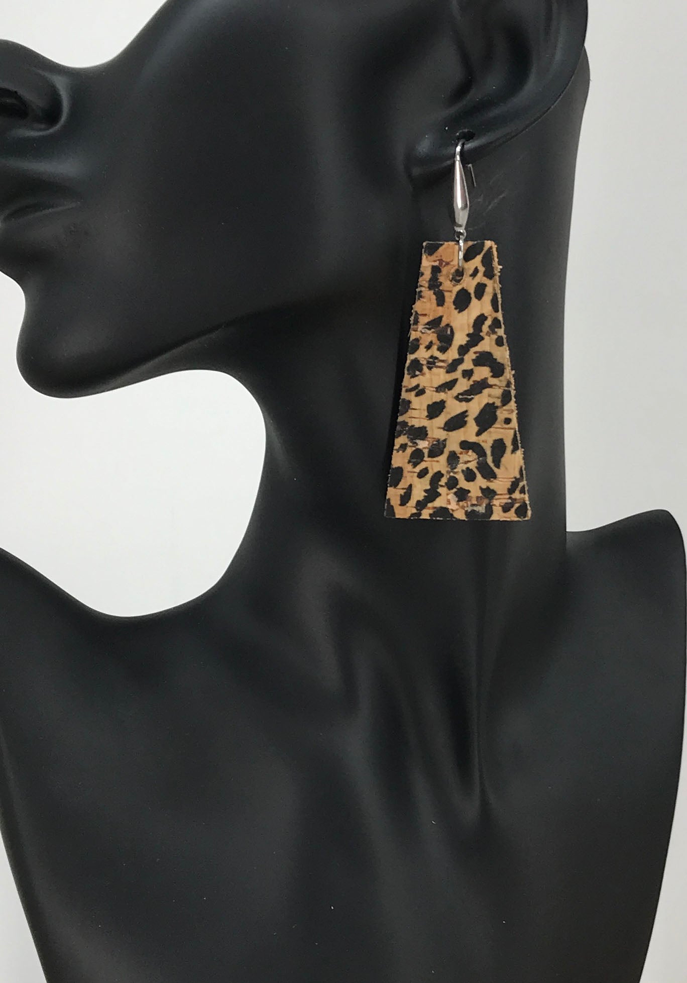 Spotted Cheetah Cork Leather Earrings - E19-865