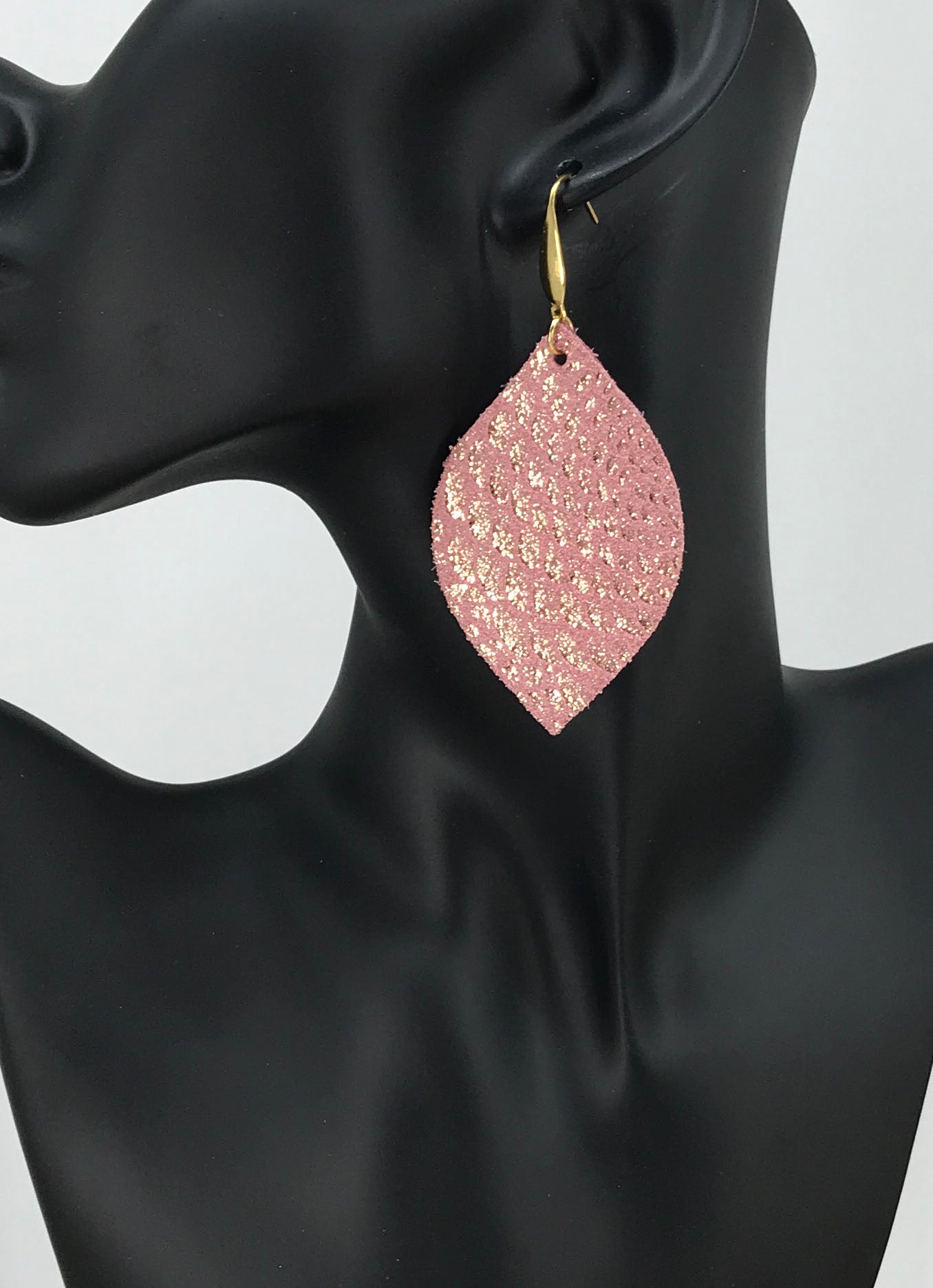 Rose Gold Genuine Leather Earrings - E19-878
