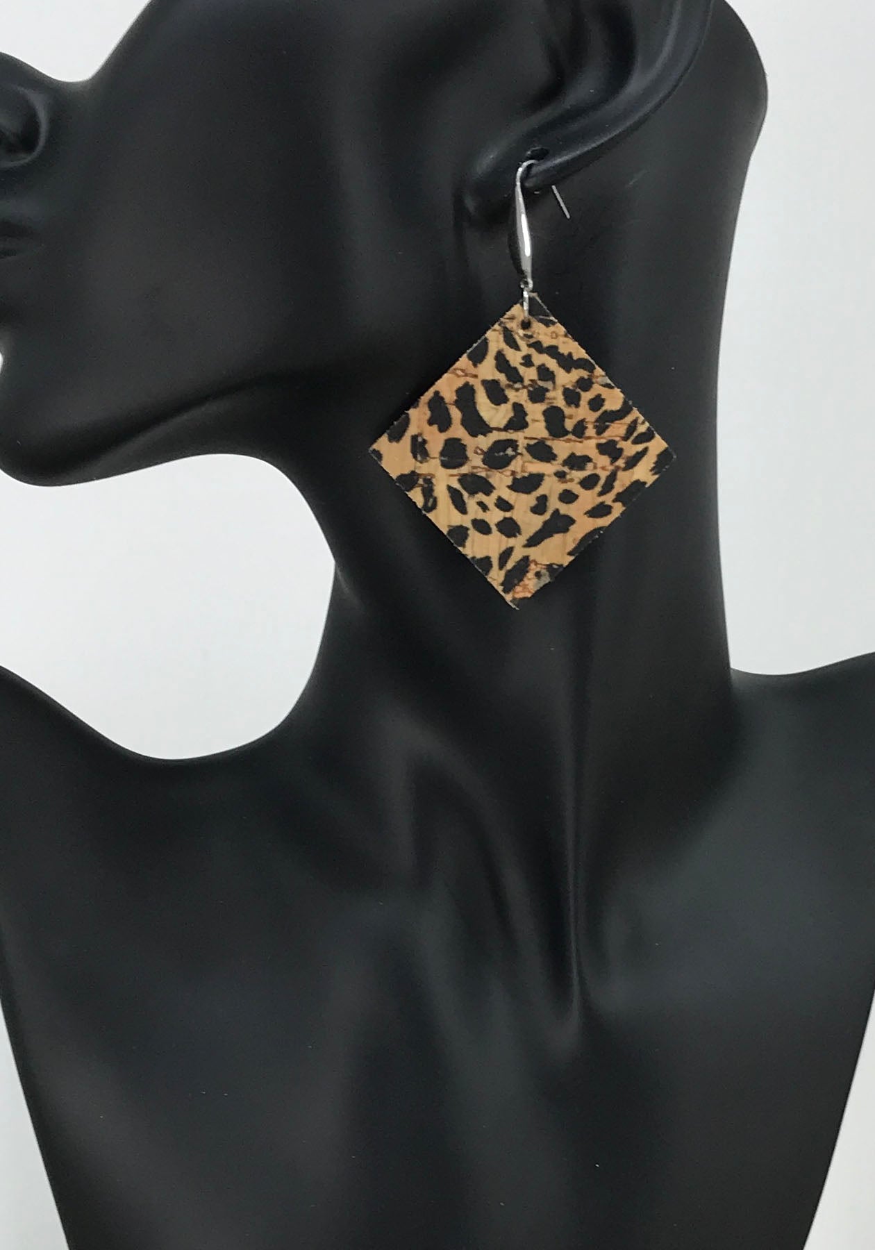 Spotted Cheetah Cork Leather Earrings - E19-900