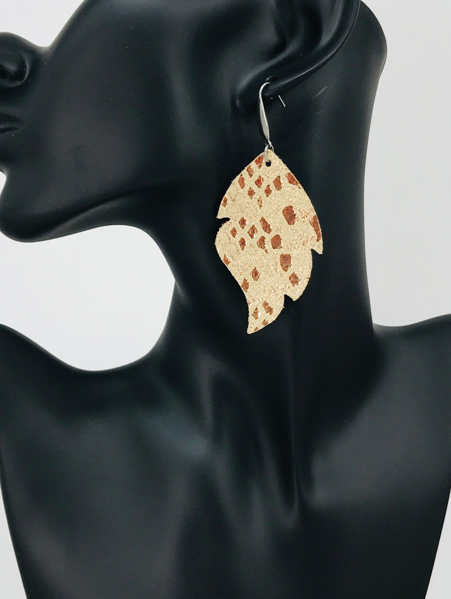 Rose Gold Genuine Leather Earrings - E19-915