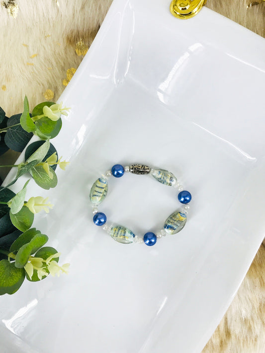 Big & Bold Collection Glass Bead Stretchy Bracelet - B943