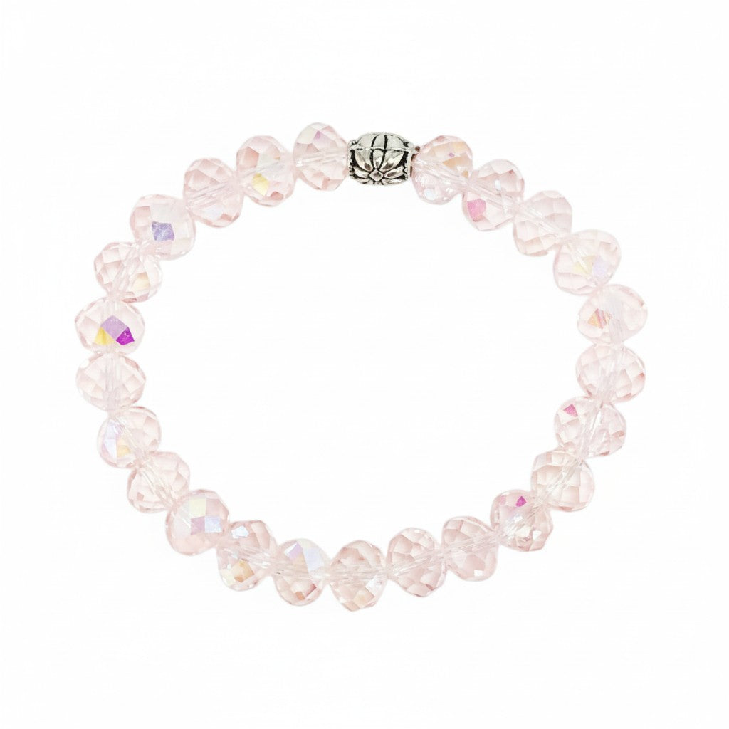 Pink AB Glass Bead Stretchy Bracelet