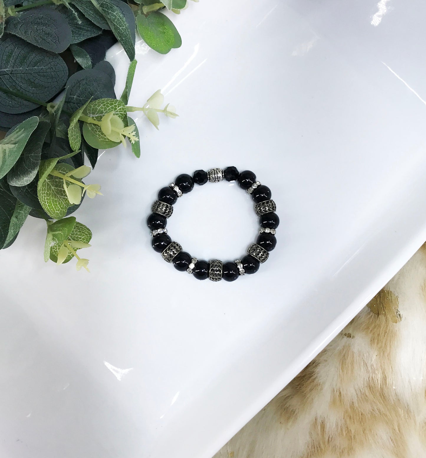 Glass Bead Stretchy Bracelet - B1223